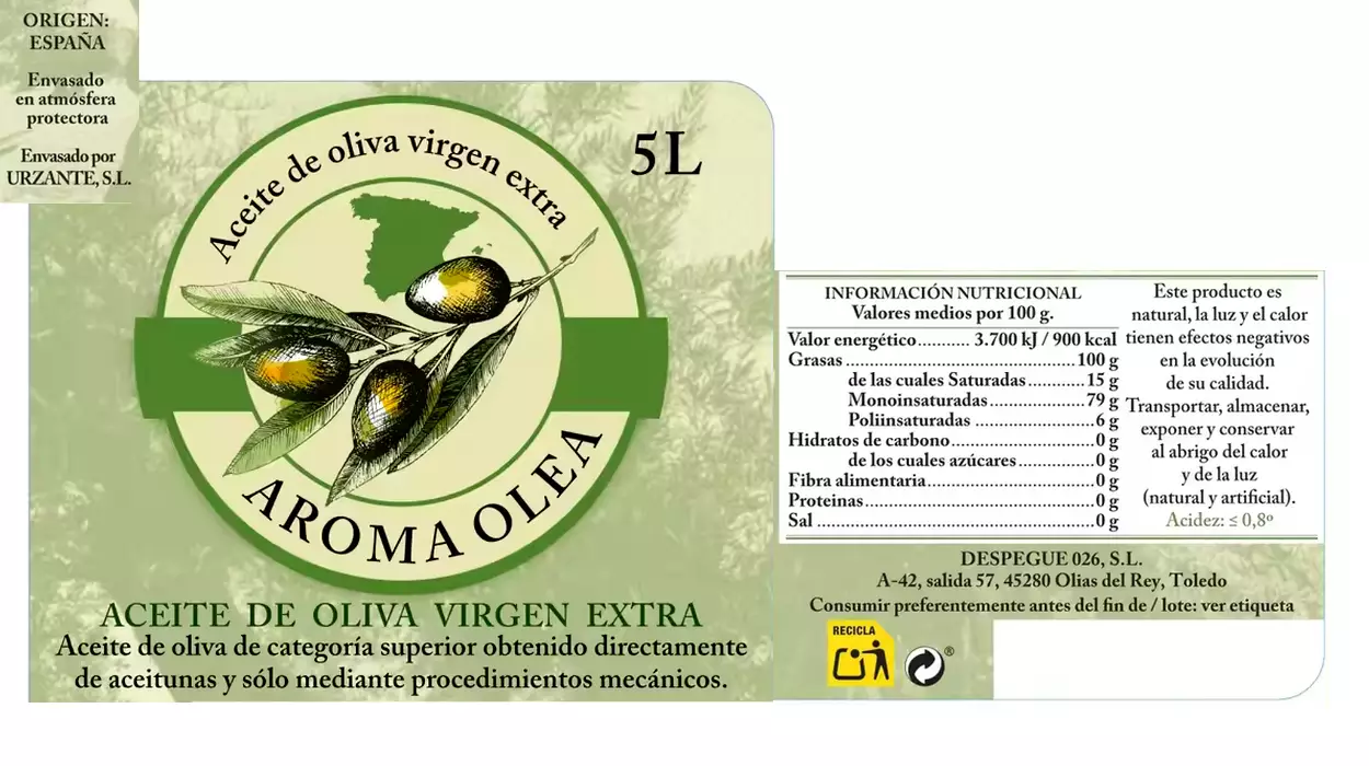nofollow Aceite de oliva virgen extra Aroma Olea de procedencia española
