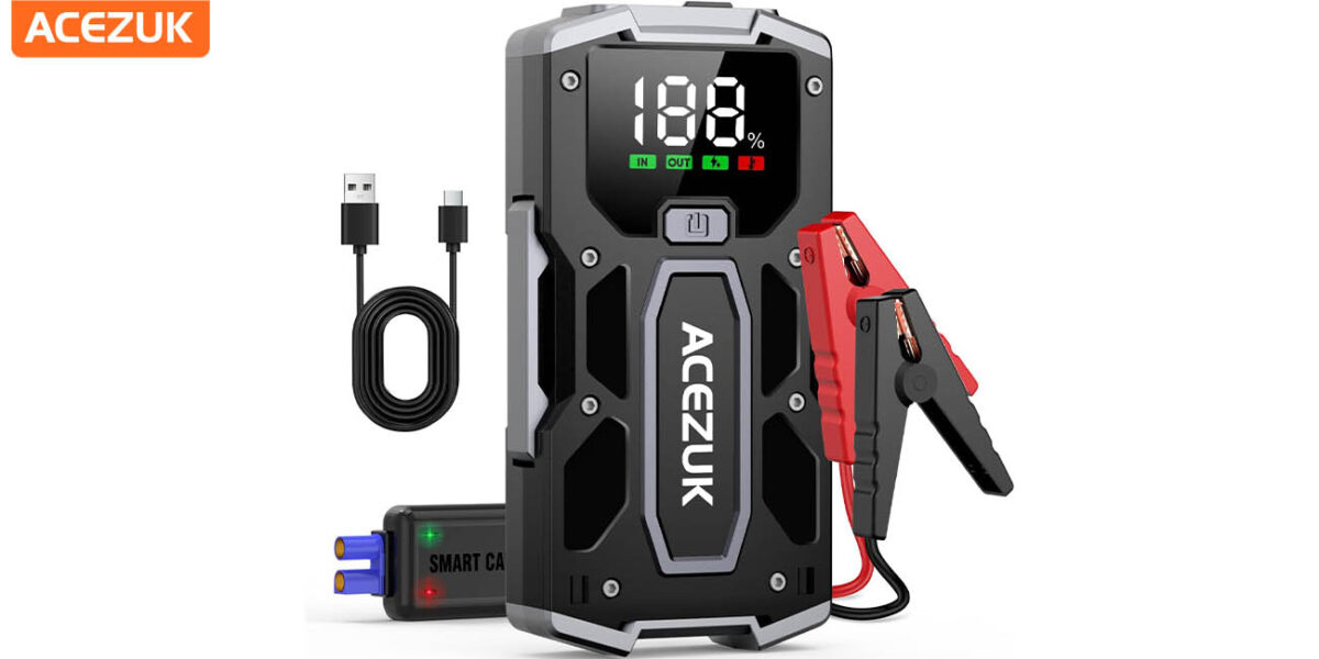 Chollo Arrancador de batería de coche ACEZUK de 3.000A y 12.800 mAh por sólo 31,99€ con cupón (-40%) ¡Baja más!