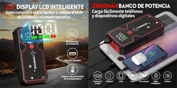 Arrancador de coche FNNEMGE con pantalla LCD