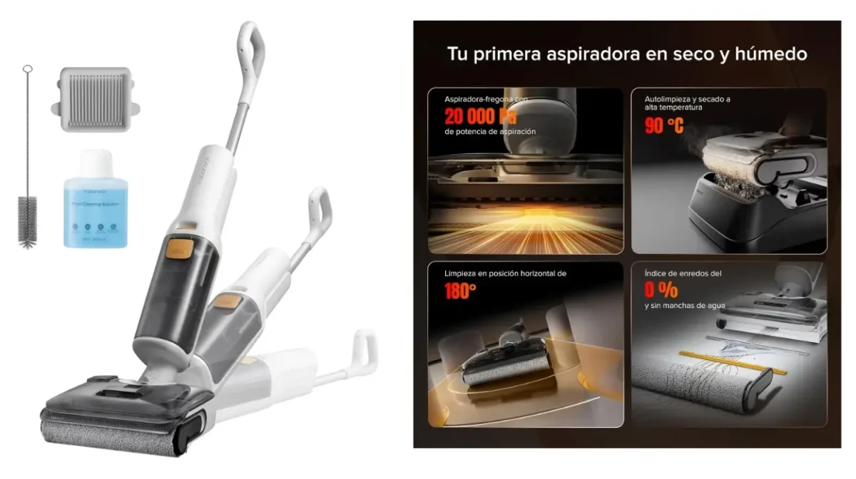 Aspirador escoba en seco y húmedo Roborock F25 GT con autolimpieza