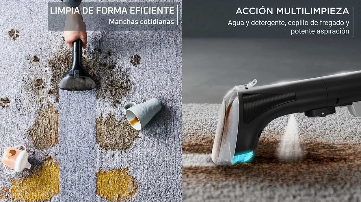 Aspirador de tapicerías multiuso Rowenta Clean It con fregado barato