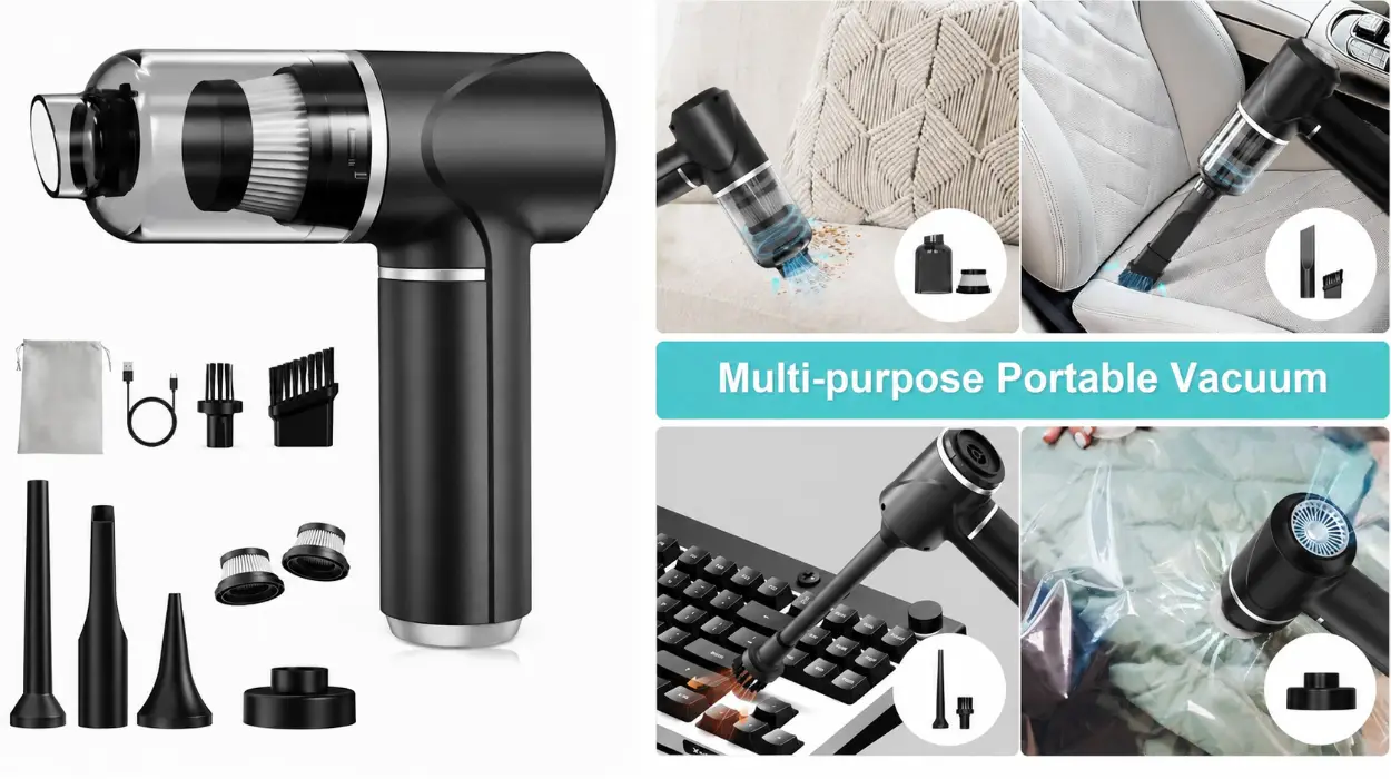 Aspiradora de mano Piarhlie sin cable 4 en 1 con 30 kPa de succión y carga USB-C