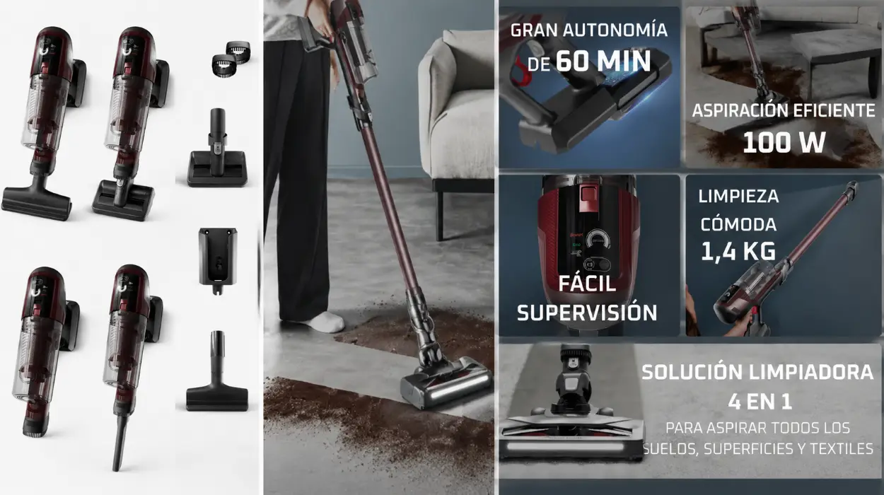 Aspiradora escoba sin cable Rowenta X-Pert 6.80 con 60 min de autonomía y accesorios para mascotas