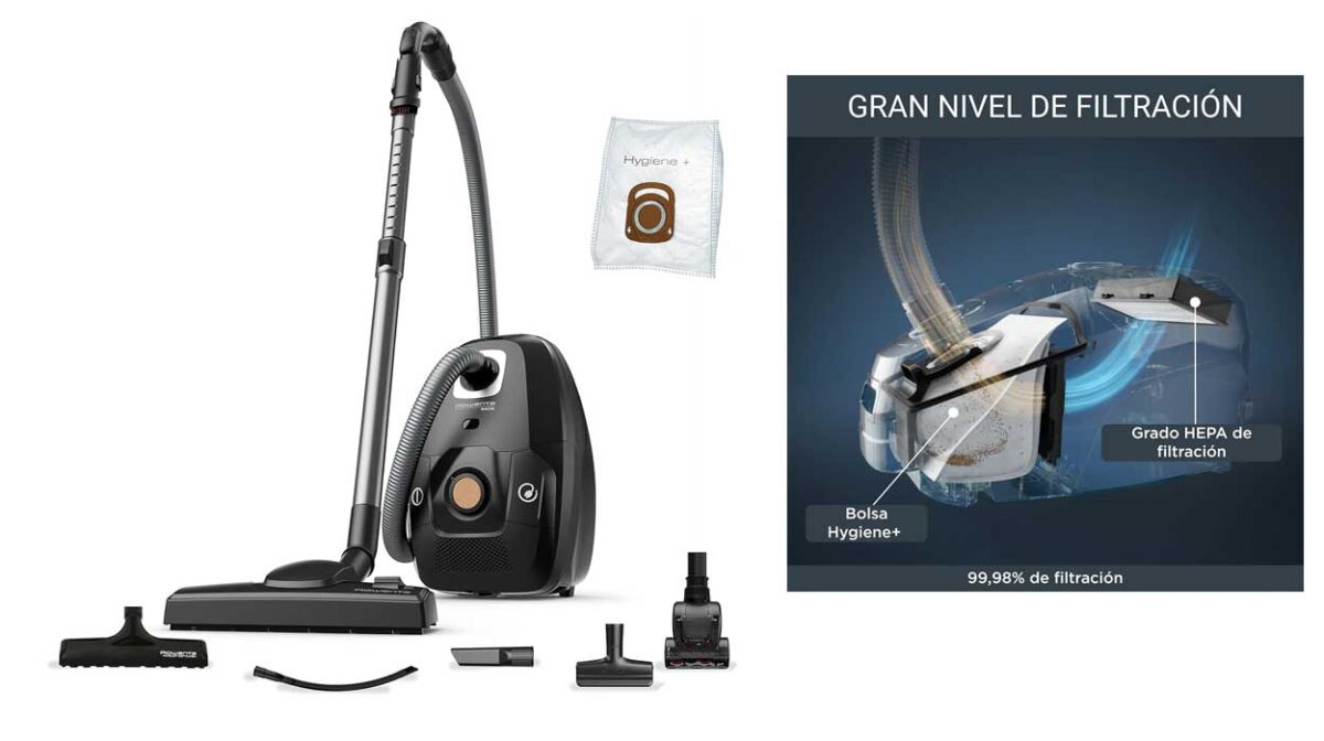 Aspiradora Rowenta Green Force Effitech de gran potencia y accesorios para detallistas