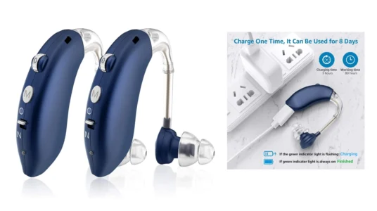 audífono-amplificador de sonido recargable BTE ideal ancianos