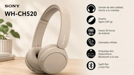 auriculares de diadema inalámbricos Sony WH-CH520