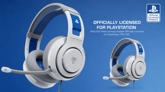 Auriculares Turtle Beach Atlas 200 blancos con cable para PS5 y PS4, micrófono abatible y transductores de 50 mm