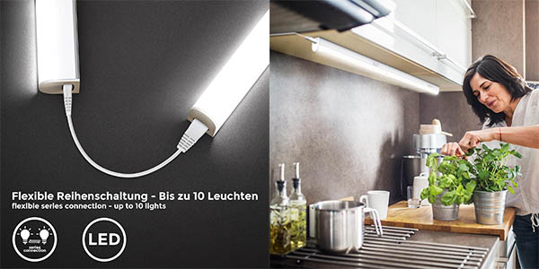 B.K.Licht - Regleta LED bajo armarios y cabinetes, de luz blanca neutra,  iluminación bajo mueble con