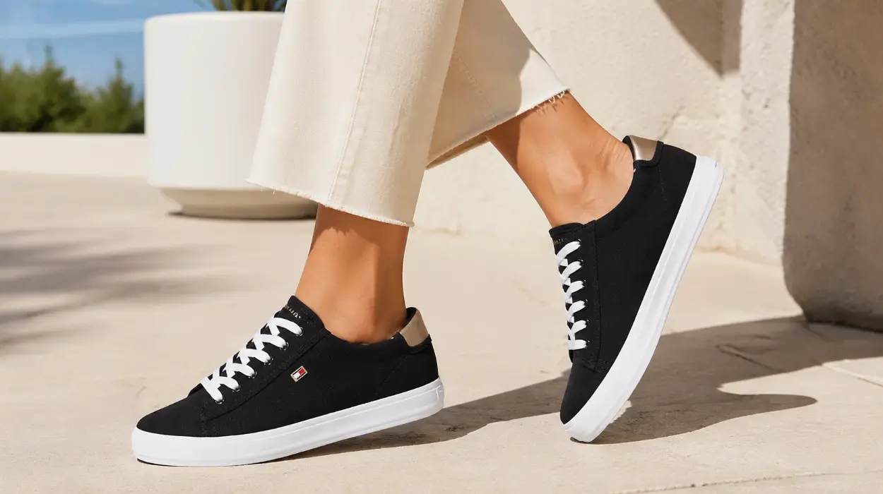 Zapatillas Tommy Hilfiger Vulc Canvas Lace Up negras para mujer en talla 38