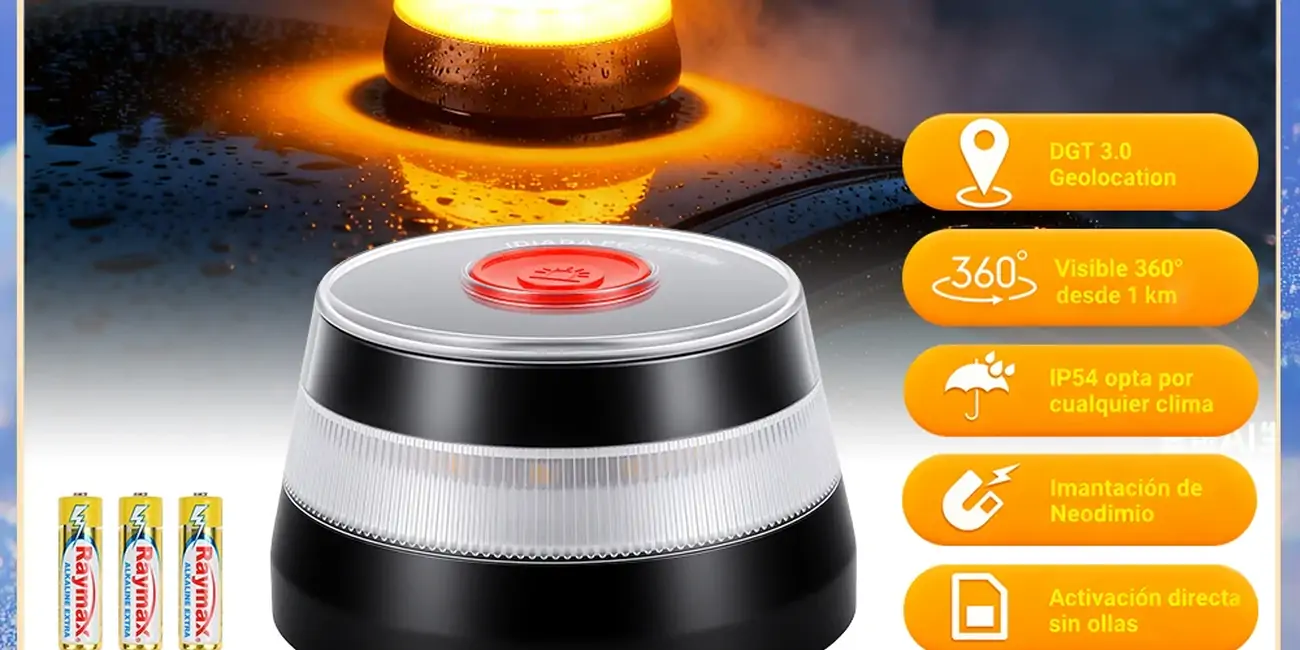 Baliza de emergencia para coche Hikity V16 con geolocalización DGT