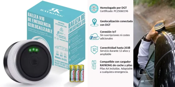 Baliza V16 RAYKONG con geolocalización DGT 3.0