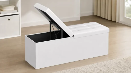 Banco de almacenaje Songmics plegable de 120 L con asiento acolchado