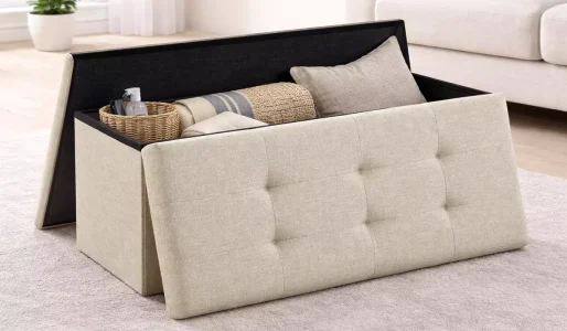 Banco con almacenamiento puff de almacenaje resistente barato