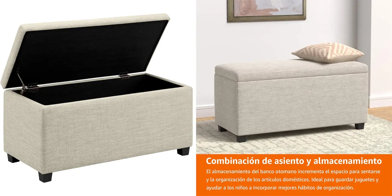 Banco otomano tapizado Amazon Basics