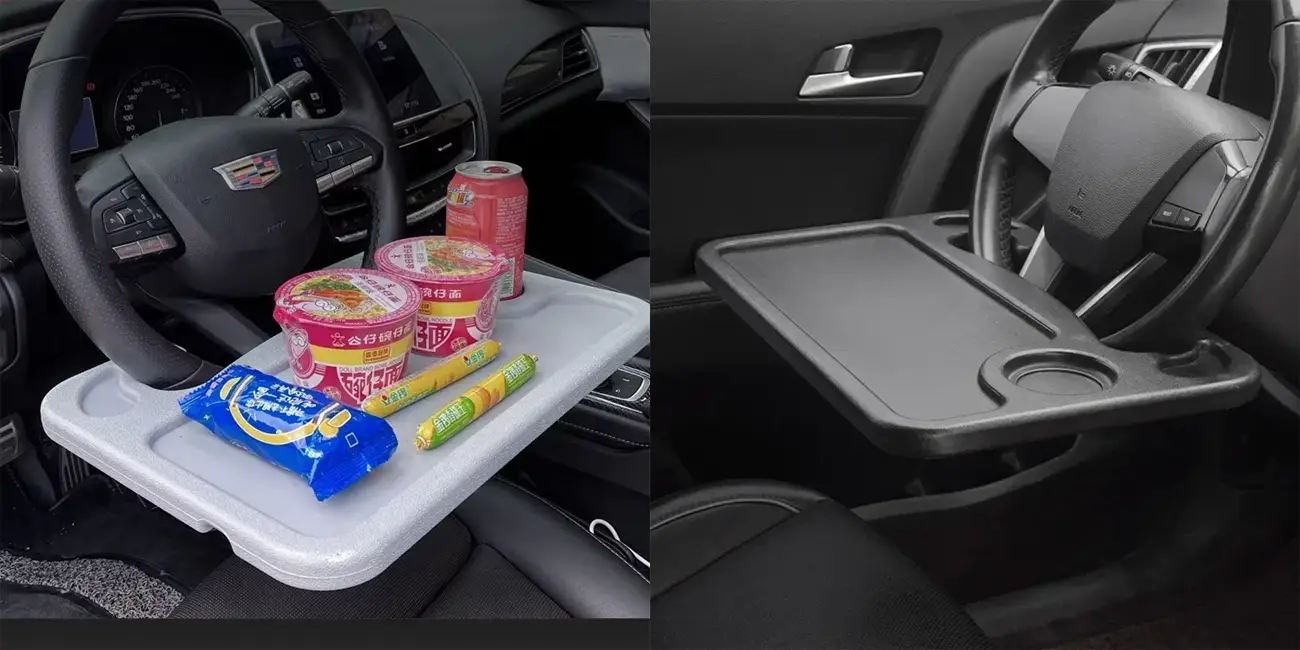 Bandeja multifunción para volante de coche