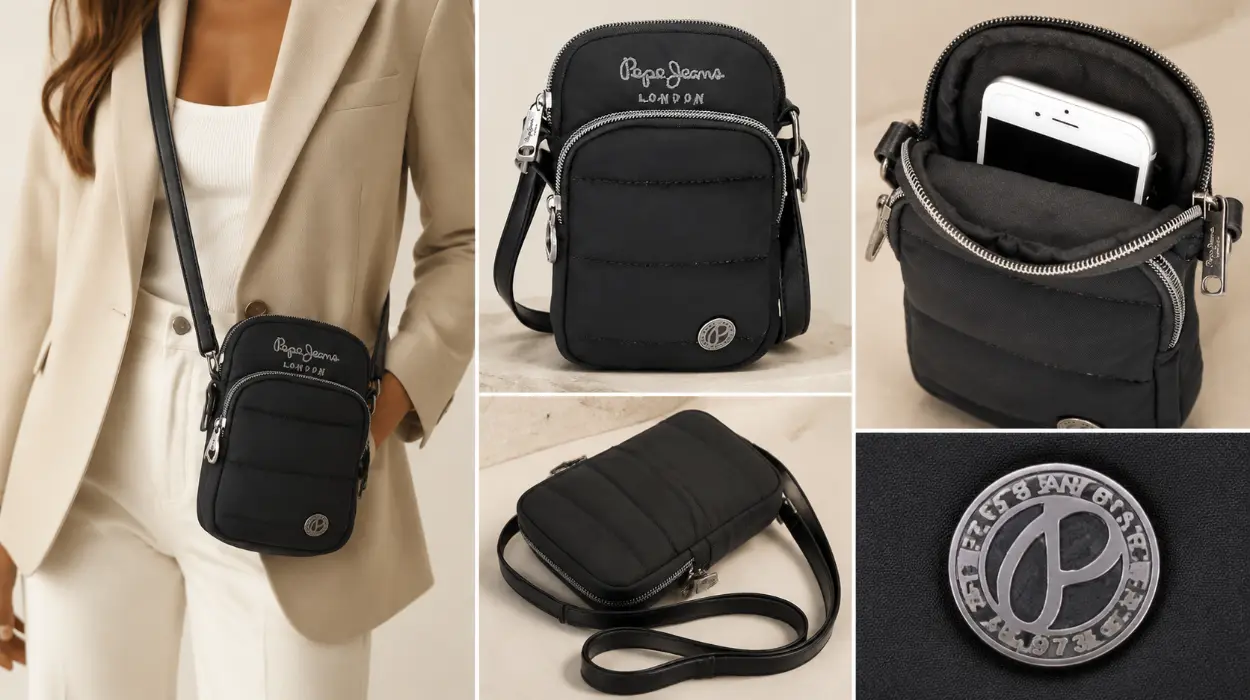 Bandolera portamóvil Pepe Jeans Aura con protección RFID, ligera y segura