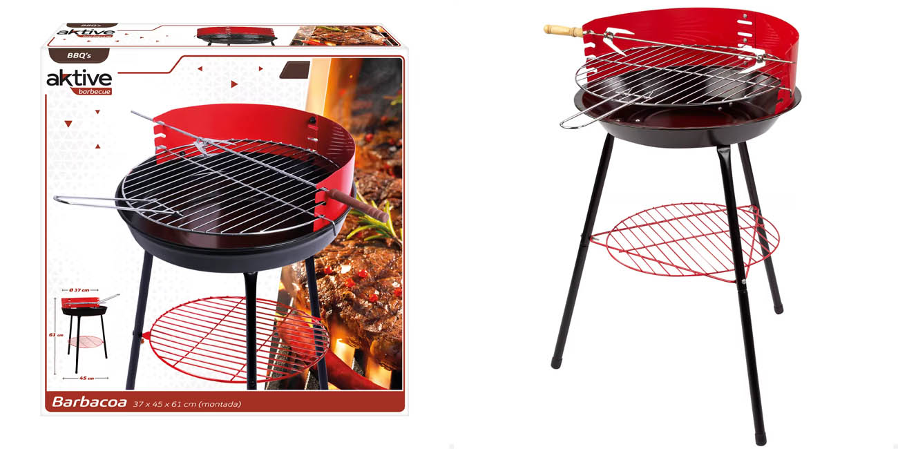Barbacoa de carbón Aktive con parrilla regulable