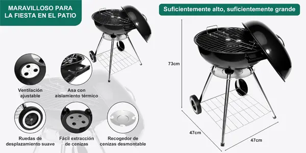 Barbacoa de carbón redonda