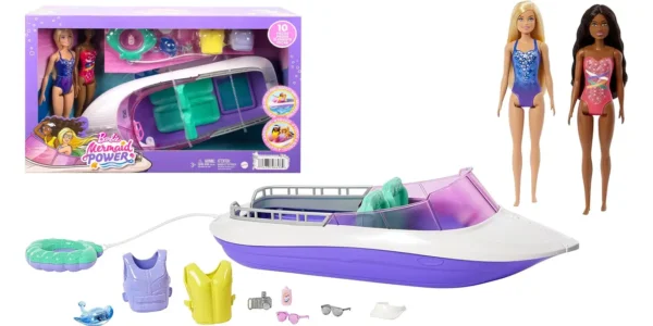 Barbie Mermaid Power Lancha con muñecas Malibú y Brooklyn