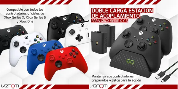 Base de carga Venom para 2 mandos Xbox + 2 baterías