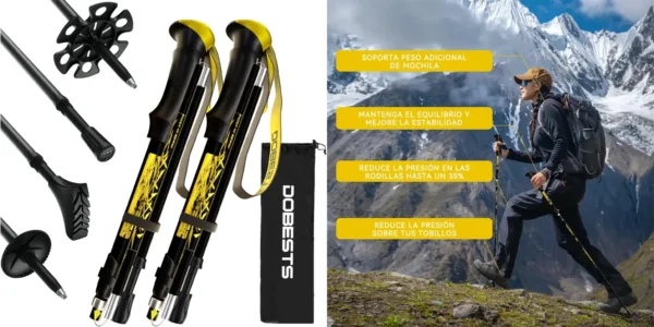 Pack 2x bastones de senderismo plegables DOBESTS
