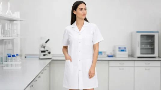 Bata de laboratorio MISEMIYA Q8162 unisex de manga corta con bolsillos