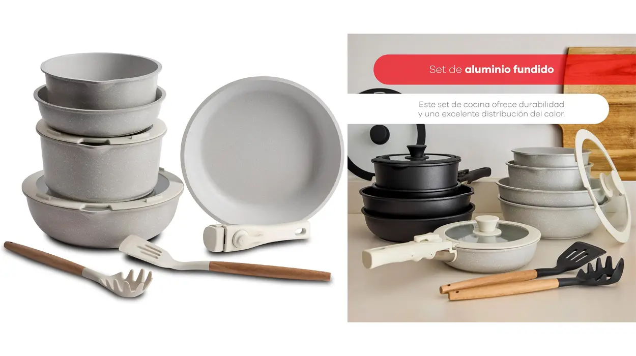 Bergner Batería Cocina 10 Piezas Mango Extraíble barata