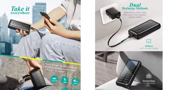 batería externa 30.000 mAh con carga rápida y carga solar oferta