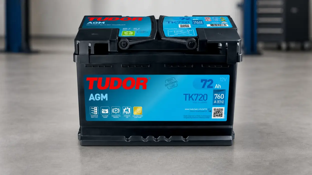 Batería de coche AGM Tudor TK720 de 72 Ah y 760 A