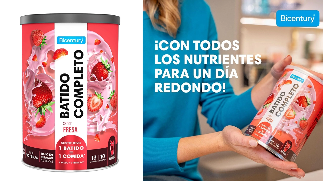 batido bicentury completo sustitutivo de comida sabor fresa