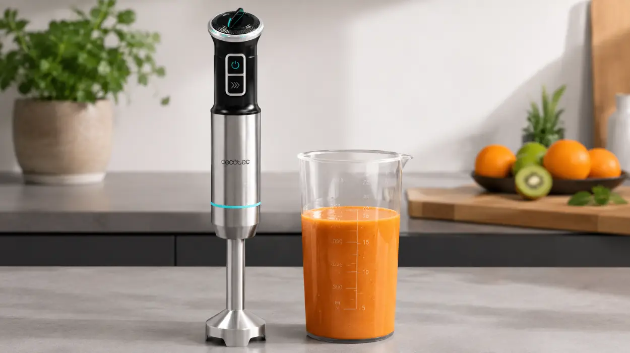 Batidora de mano Cecotec Power Neutron 1100MAX Ultra, con cuchillas de titanio y pie extralargo