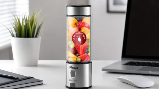 Batidora portátil Ufesa Onyx Go! recargable por USB con botella de Tritán de 400 ml