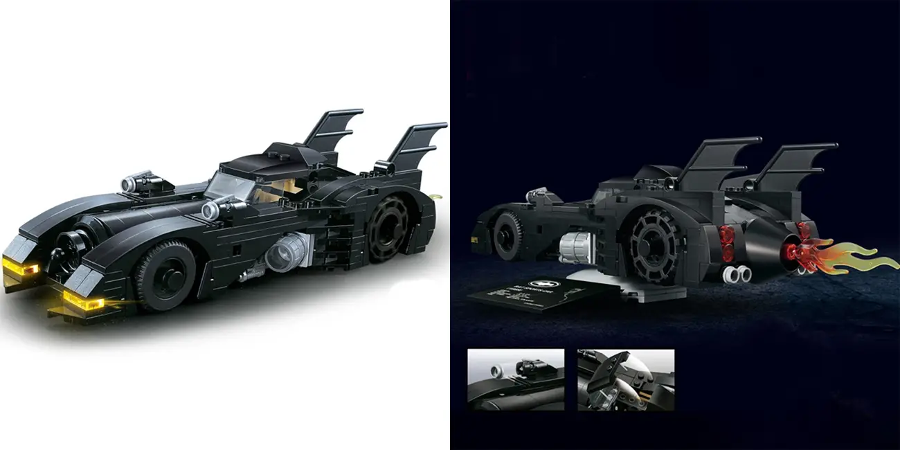 Set de construcción Batmóvil 1989 estilo LEGO
