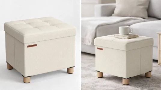 baúl puff de almacenaje plegable songmics