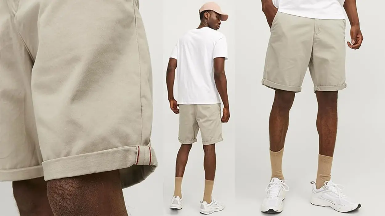 Shorts chinos Jack & Jones beige para hombre en oferta