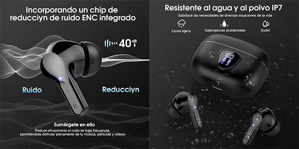 Besnoow auriculares inalámbricos bluetooth baratos