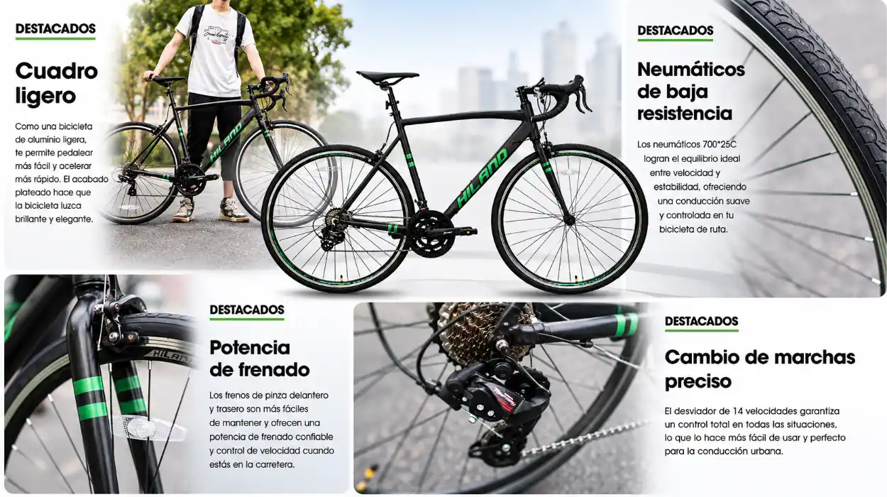 Bicicleta de carretera de aluminio HIland Shimano