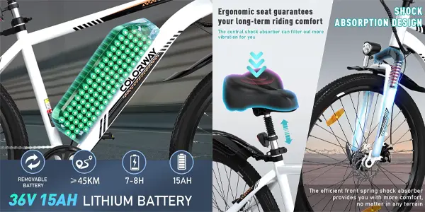 Bicicleta eléctrica COLORWAY con batería extraíble