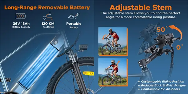 Bicicleta eléctrica MileTrail1 de 26"