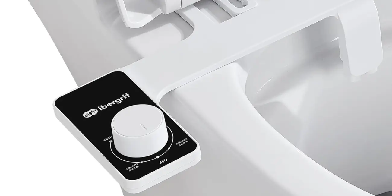 Bidet para WC Ibergrif sin electricidad, con doble boquilla retráctil, presión regulable y fácil instalación (agua fría)