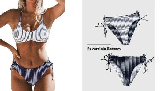 bikini reversible Cupshe Lace UP barato