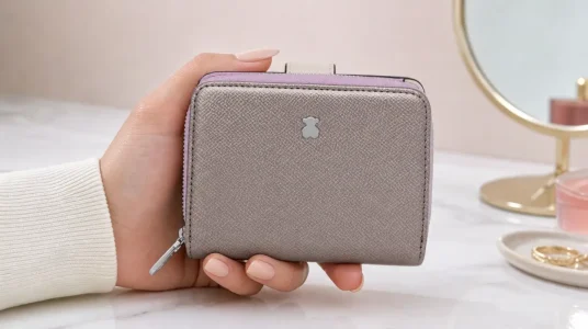 Billetera pequeña Tous New Dubai Saffiano para mujer de 10 x 12 x 3 cm