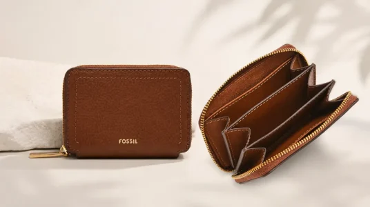 Billetero Fossil Logan para mujer, en piel o poliuretano