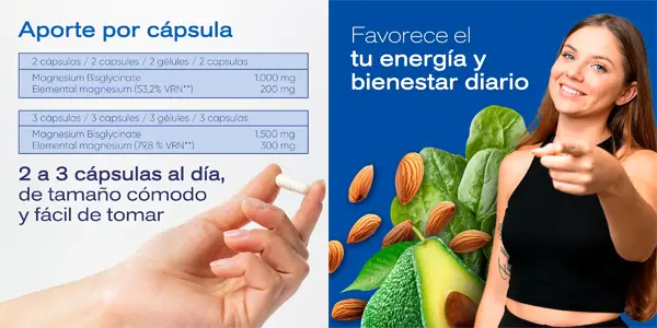 Bote de 250 cápsulas de bisglicinato de magnesio ESPA-DIET