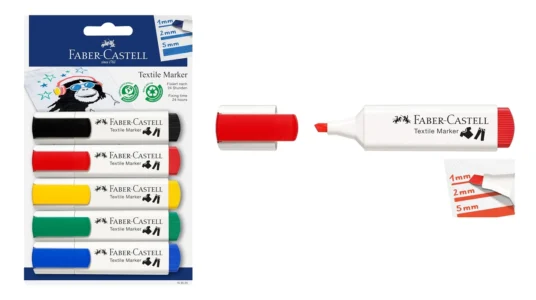 blister de 5 marcadores textiles Faber-Castell