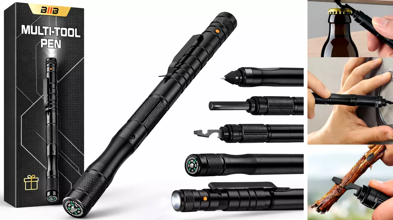 Bolígrafo herramienta multifunción 8 en 1 BIIB con LED, un regalo ideal día del padre