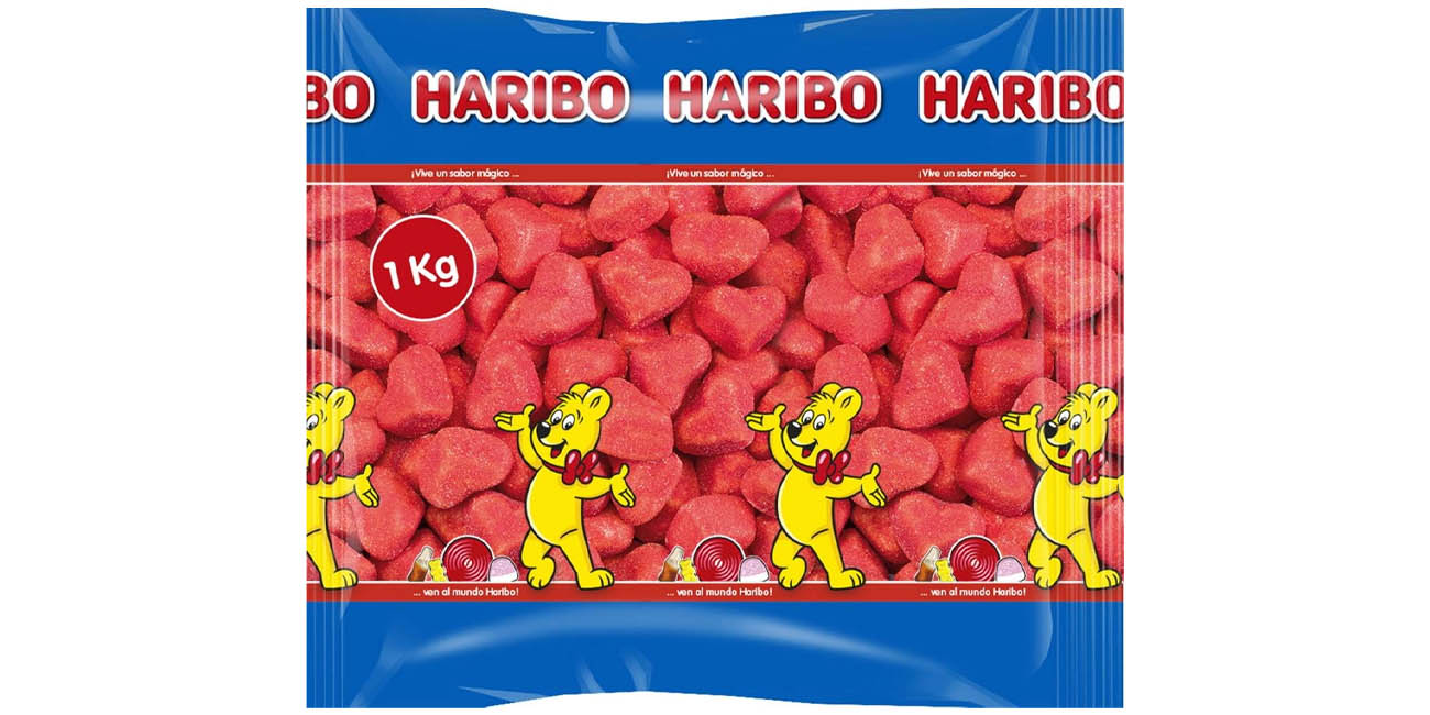 Pack 4x Bolsa caramelos blandos Haribo suave corazón