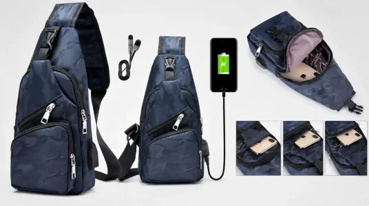 Bolsa de pecho Flintronic Sling Bag con puerto de carga USB, ligera y versátil para senderismo y ciclismo