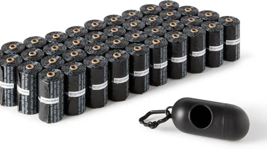 Bolsas de basura para perros de Amazon Basics con dispensador y clip para correa, 600 unidades