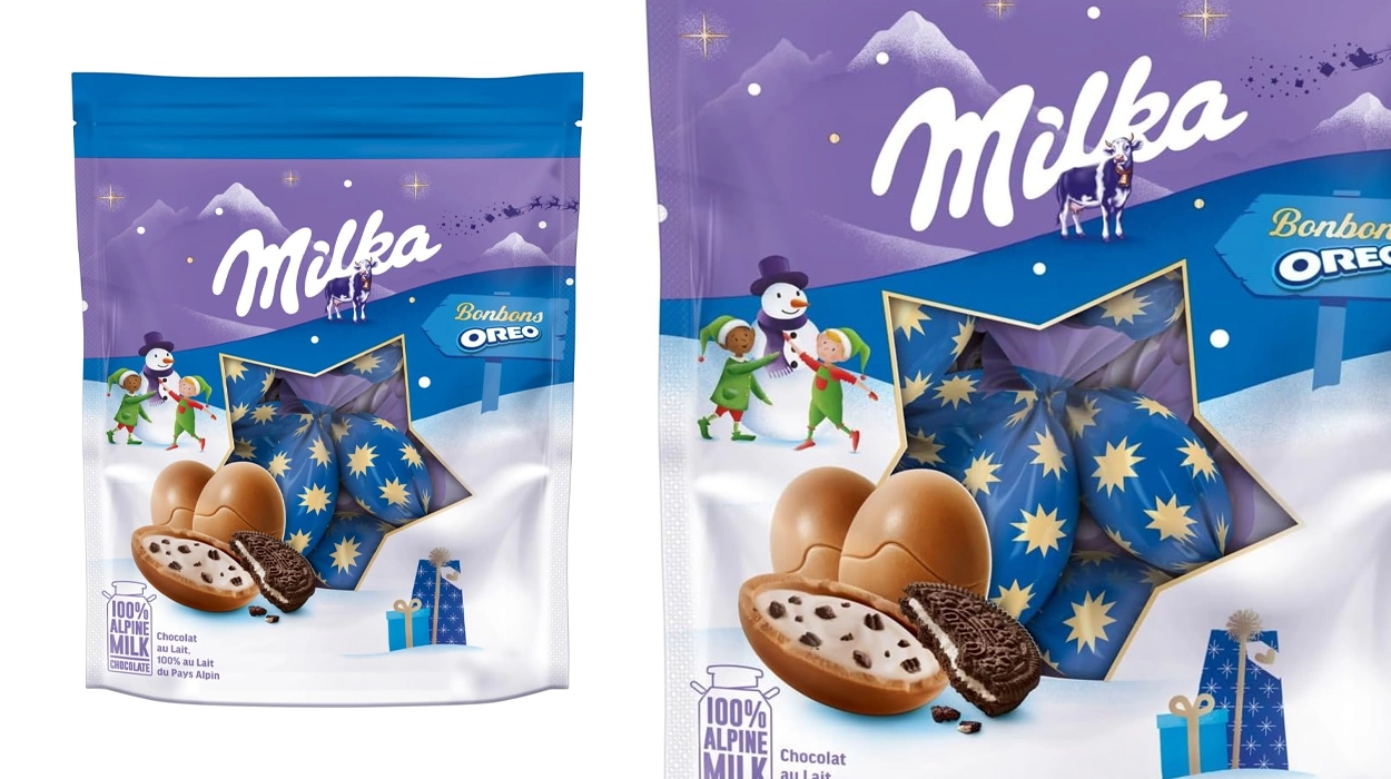 bolsitas de huevos de chocolate con leche Milka con galletas Oreo